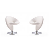 Manhattan Comfort 2-AC040-CR Curl Cream and Polished Chrome Wool Blend Swivel Accent Chair (Set of 2)